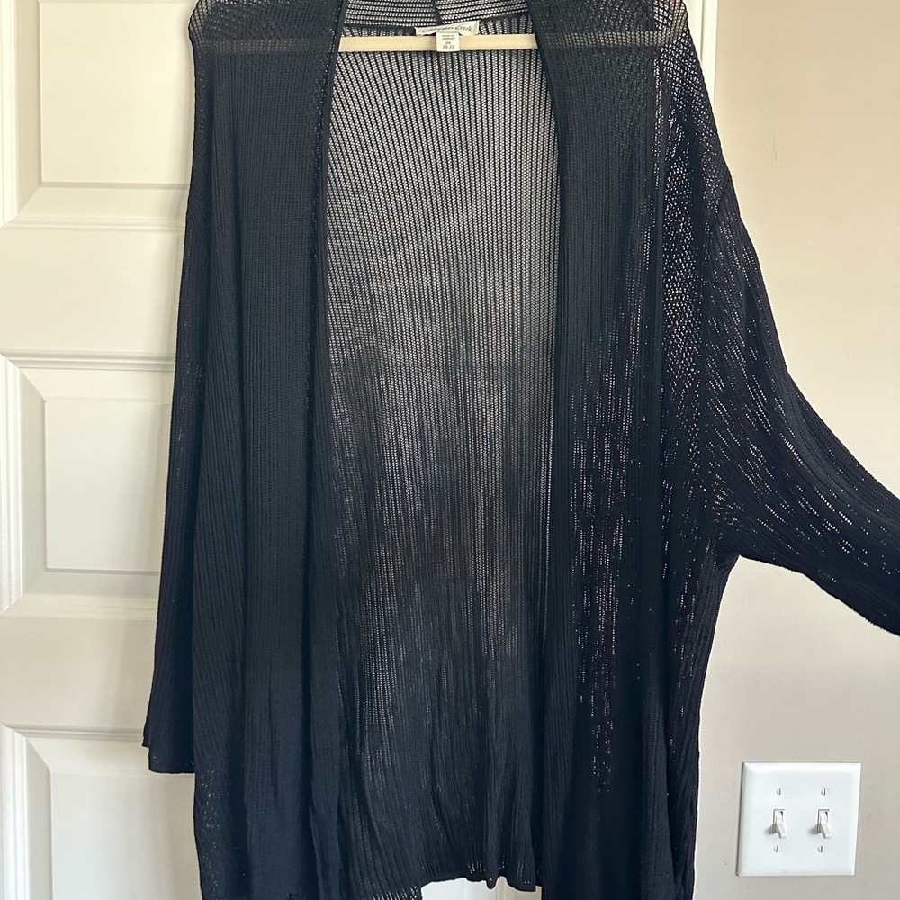 Coldwater Creek Black Open-Front Lightweight Tunic Cardigan 2X 20/22 - Picture 3 of 5